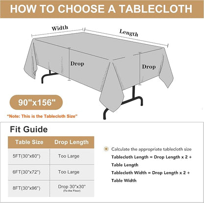 sancua Rectangle Tablecloth - 90 x 156 Inch - Water Resistant Spill Proof Washable Polyester Table Cloth, Decorative Fabric Table Cover for Dining Tables, Buffet Parties and Camping, Red