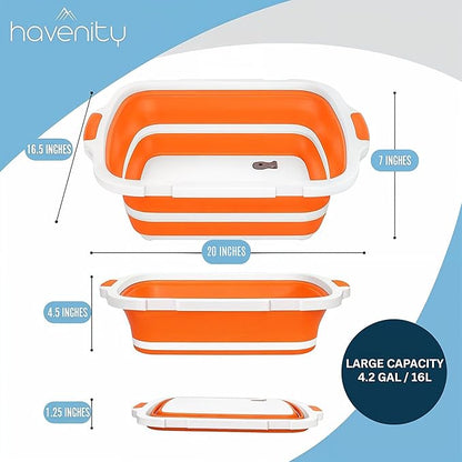 BBQ Prep Tub 16L - Multifunctional Collapsible Camping Cutting Board with Upgraded Locking Lid, Meat Storage Container for Meal Prep, Dish Basin Bowl Perfect for Grilling, Outdoor (XL)