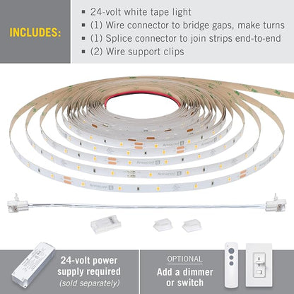 Armacost Lighting RibbonFlex Pro 24V White LED Strip Lights 30 LED/m, 2700K, 32.8 ft 134250
