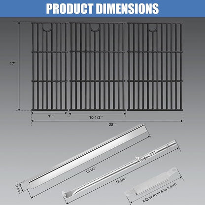 Criditpid Grill Replacement Parts for Charbroil Performance 5 Burner 463448021 463455021 463450022 463451022 463459021 463458021, Grill Grates, Heat Plates, Burners and Igniter for Charbroil Parts