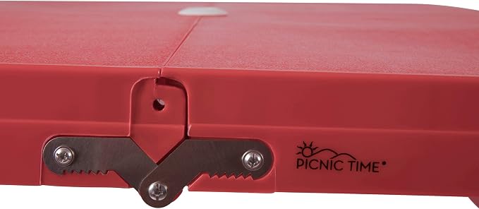 Picnic TIME Portable Folding Picnic Table with Seats for 4, Collapsible Aluminum Table with Benches & Umbrella Hole, Lightweight Foldable Table for Camping, Travel, Backyard, Tailgating | with Umbrella Hole