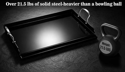Updated 25" x 16" Cast Iron Griddle for Gas Grill, Nonstick Nanoceramic Stove Top Griddle for Gas Stove, Pre-Seasoned Flat Top Plate Insert for Outdoor Gas Grill, Camping, Tailgating, Parties