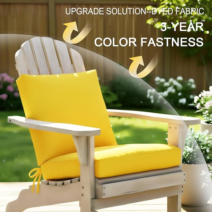 NettyPro Patio Chair Seat Cushion Covers Set 4, Waterproof Outdoor Furniture Cushion Slipcovers with Zipper and Tie, 22 x 20 x 4 Inch, Replacement Cover Only, Yellow