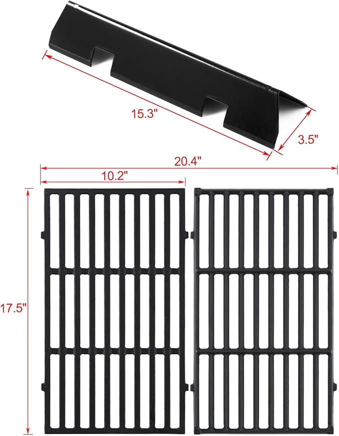 Spirit Grill Replacement Parts 7637 Grates 7635 Flavorizer Bars for Weber Spirit E-210 Grill Parts Weber Spirit I and II 200 Series E210 E220 E215 S210 S220 GS4 Parts Replacement Grates Flavor Bars