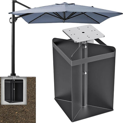 Dolibest Heavy Duty In-Ground Umbrella Base, All-Steel Ground Umbrella Stand, Universal Patio Umbrella Anchor, Space-Saver Design for Outdoor Offset Cantilever and Middle Pole Patio Umbrellas