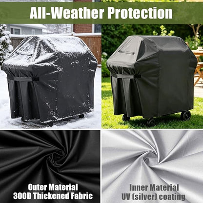 Grill Cover, 48-inch Heavy Duty Oxford Outside Waterproof Grill Covers, Dust-Proof Windproof UV Resistant BBQ Gas Cover Fit Most Brands Char Broil, Weber, Brinkmann, Holland