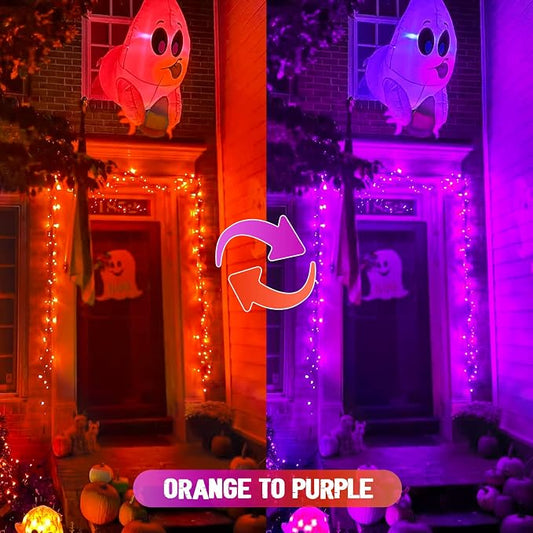 JMEXSUSS 2 Pack Solar String Lights Outdoor Waterproof, Total 400 LED 151FT Solar Christmas Lights Outdoor, 8 Modes Christmas Light for Outside Patio Yard Tree Decorations, Purple to Orange