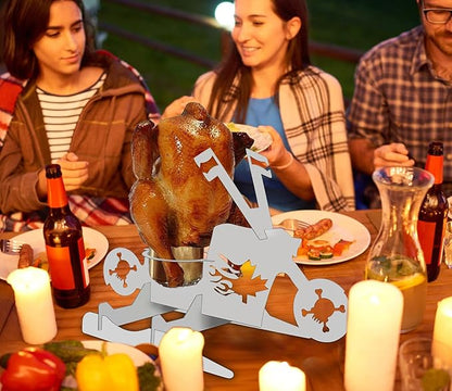 Chicken Holder Grill American Motorcycle BBQ, Portable Chicken Stand BBQ, Beer Can Holder Grill with Glasses, Chicken Grill for Oven Grill Oven Camping Kitchen Supplies Indoor Outdoor