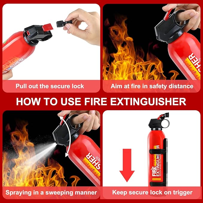 Fire Extinguisher for Home with Wall Mount - 2 Pack Upgraded 8-in-1 Portable Fire Extinguisher for Car Vehicle Boat House Kitchen, Water-Based Fire Extinguisher for A, B, C, K Fire