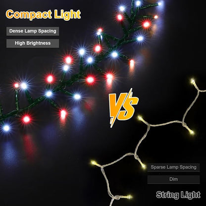 500 LED String Lights Outdoor, 16 Modes Plug in Twinkle Fairy Lights for Bedroom, 46ft 500LED Christmas Lights Cluster Lights Outdoor Waterproof Red&White Bulb