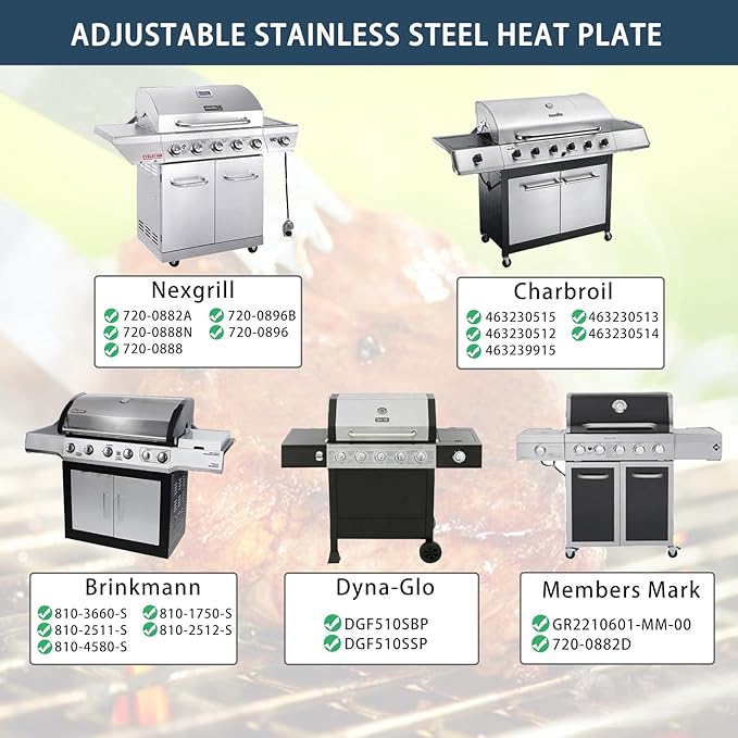 Universal replacement heavy duty adjustable heat plate shield,Burner cover,Flavorizer bar,heat Tent,Flamer tamer for gas grill models,Extends from 11.75"up to 21"L (304 Stainless Steel, 4 Pack)