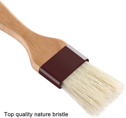 1 inch & 1.5 inch Pastry Brush Natural Boar Bristle Basting Brush Kitchen Oil Brush with Beech Wooden Handle and Hanging Rope String Grill BBQ Sauce Baster Baking Cooking Marinade Brushes (Pack of 2)