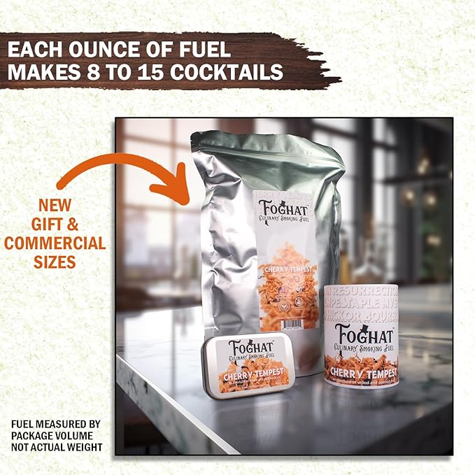 Foghat Cocktail Smoker Wood Chips - 100oz Cherry Tempest Shavings for Smoker, Whiskey & Drink Infuser Kit - All Natural, Culinary Wood Smoking Chips for Cocktail Smoke Gun & Drink Smokers - Bulk Pack