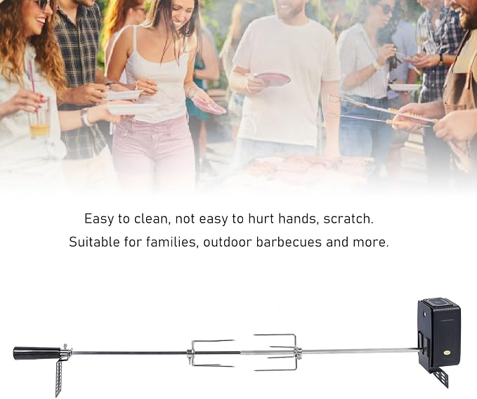Universal Rotisserie Grill Kit, Rotisserie Kit with 304 Stainless Steel Spit Rods, and and Electric Power Source, Load Capacity 15kg food