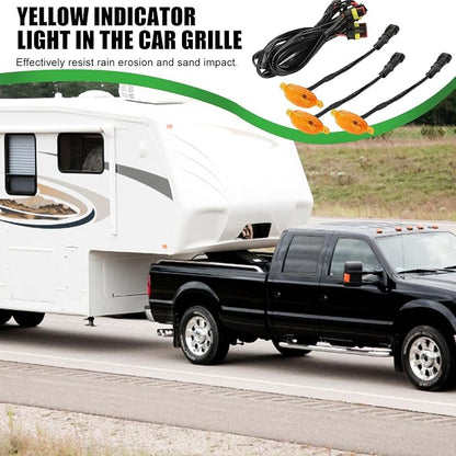 Grille Lights for Vehicles All-Weather Exterior Decoration | Bright Yellow LED Lights for Car Front for Camping, Travel, Commuting Urban Road Short Outings Adventures