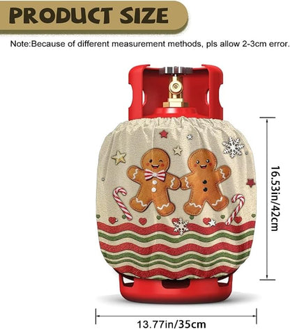 Gingerbread Man Propane Tank Cover 20lb Christmas Gas Tank Cylinder Cover for Outdoor Camping Yard Party Waterproof RV Gas Cylinder Storage Pocket Gift for Friends