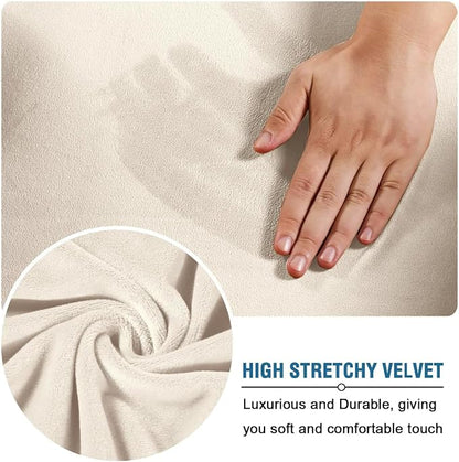 H.VERSAILTEX Wingback Chair Covers Velvet Plush Wing Chair Slipcover 1 Piece High Stretch Wing Back Chair Slipcovers Sofa Cover Furniture Cover with Elastic Bottom, Ivory