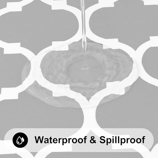 Smiry Rectangle Table Cloth, Waterproof Vinyl Tablecloth with Flannel Backing for Rectangle Tables, Wipeable Spillproof Plastic Tablecloths for Dining, Indoor and Outdoor (60"x120", Light Grey)