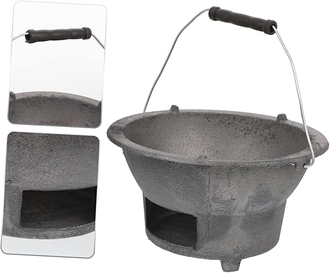 Portable Cast Iron Charcoal Stove Outdoor for Camping Picnics Backyard Cooking Sturdy Barbecue Tool for Charcoal Cooking Outdoor Events