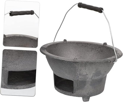 Portable Cast Iron Charcoal Stove Outdoor for Camping Picnics Backyard Cooking Sturdy Barbecue Tool for Charcoal Cooking Outdoor Events