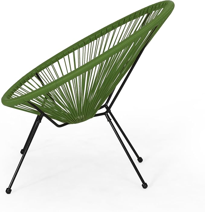Christopher Knight Home Anson Faux Rattan Outdoor Papasan Chair Set of 2, Patio Accent Chair with Metal Frame, Hammock Weave Egg Chair, Lounge Chair Outdoor for Patio Furniture Set, Green