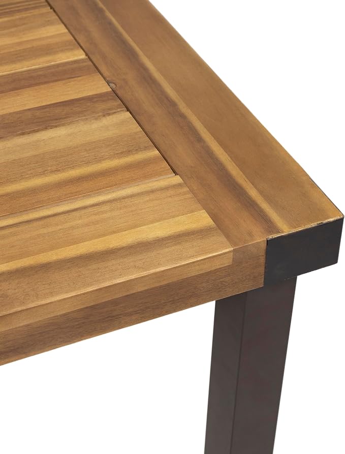 Christopher Knight Home Lankershim Outdoor Acacia Wood Dining Table, Teak and Rustic Metal