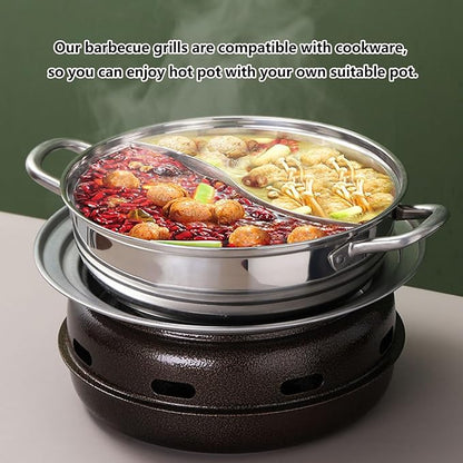 Removable Portable Charcoal BBQ Grill Round Charcoal Stove Indoor and Outdoor Barbecue Grill with Enough Barbecue Accessories for Picnic, Backyard Cooking, Travel(Large)