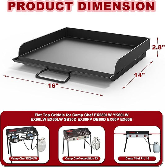 Universal Flat Top Griddle for Camp Chef, 14" x 16" Fry Griddle Pan for Camp Chef EX280LW YK60LW EX90LW EX60LW SB30D EX60FP DB60D EX60P EX60B
