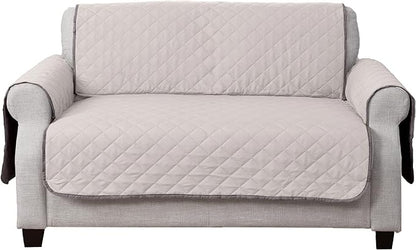 Furhaven Water-Resistant & Reversible Loveseat Cover Protector for Dogs, Cats, & Children - Two-Tone Pinsonic Quilted Living Room Furniture Cover - Gray/Mist, Loveseat