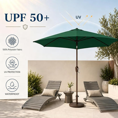 7.5ft Patio Umbrella, Outdoor Table Market Umbrella with Smooth Crank Lift, 6 Windproof Fiberglass Ribs, UPF50+ UV Protection for Deck, Pool, Garden and Backyard