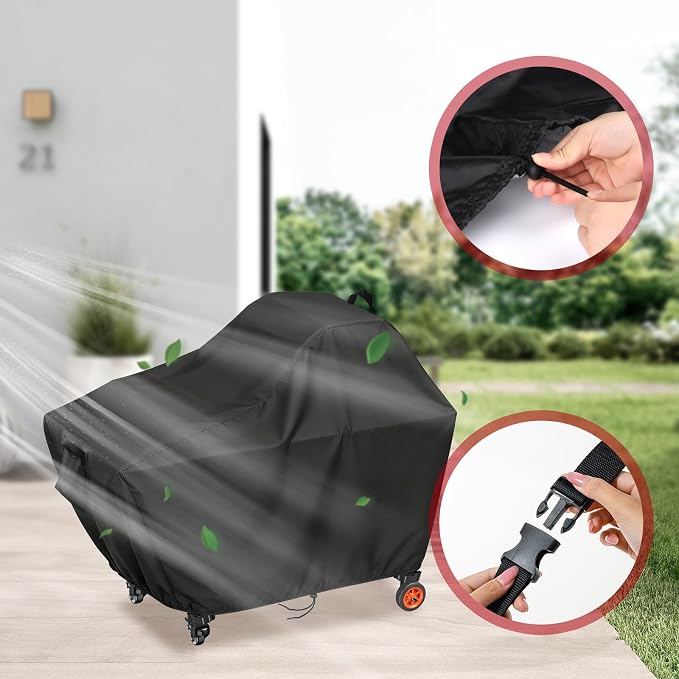 Grill Cart Cover 46x30x33in 600D Waterproof Black