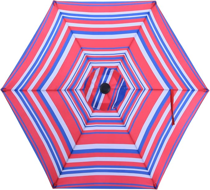 MASTERCANOPY Patio Umbrella 7.5 ft Replacement Canopy for 6 Ribs-Navy and Red Stripes Canopy Only