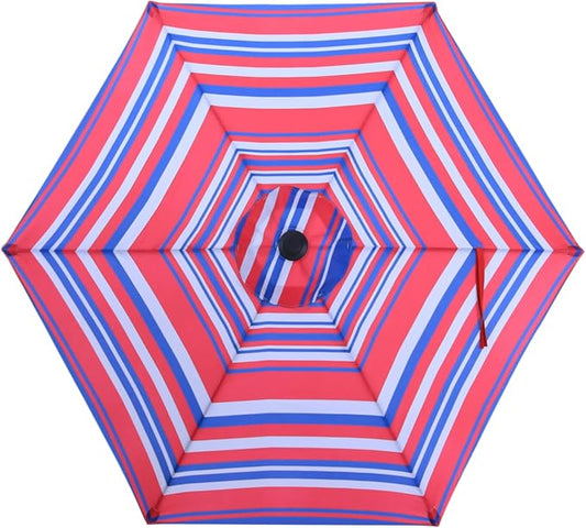 MASTERCANOPY Patio Umbrella 7.5 ft Replacement Canopy for 6 Ribs-Navy and Red Stripes Canopy Only