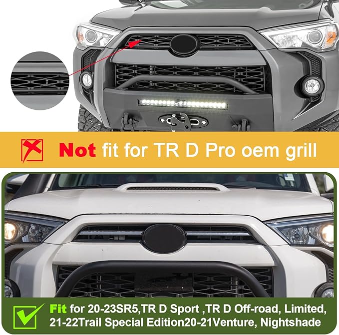 Led Grill Grille Lights for 2021 2022 2023 2024 Toyota 4Runner Sr5 Limited Trd-pro sport off-road Front Grill Lights Raptor lights for toyota 4Runner grill Emblems (Yellow)