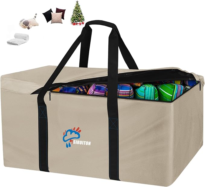 SIRUITON Cushion Storage Bag 600D Oxford,Waterproof,69"L x 29.5"W x 21.6"H | Heavy duty, rip proof, with handle & zipper, for patio & garden cushions, UV-resistant, all-weather protection
