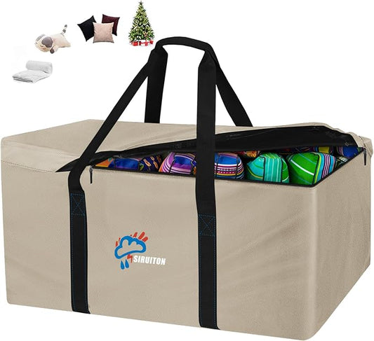SIRUITON Cushion Storage Bag 600D Oxford,Waterproof,69"L x 29.5"W x 21.6"H | Heavy duty, rip proof, with handle & zipper, for patio & garden cushions, UV-resistant, all-weather protection