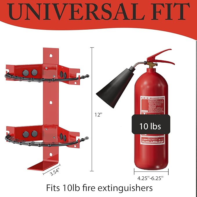 Premium Fire Extinguisher Mount Bracket 2-Pack - Supports up to 10 lbs, Heavy-Duty & Easy Installation - Ideal for Home, Truck, RV, Boat, Marine & Commercial Use - Secure & Durable Holder