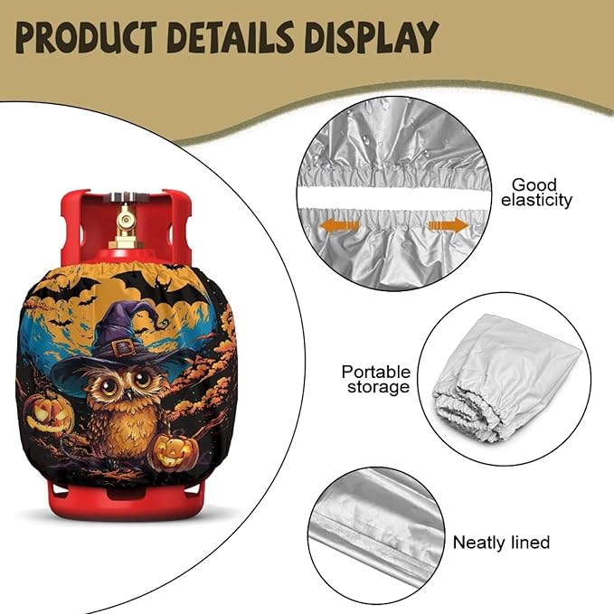 Owl Propane Tank Cover 20lb Heavy Duty Gas Cover Fits Standard 20 lb Tank Cylinder Easily Slips onto Your Propane Tank Outdoor Grill Accessories