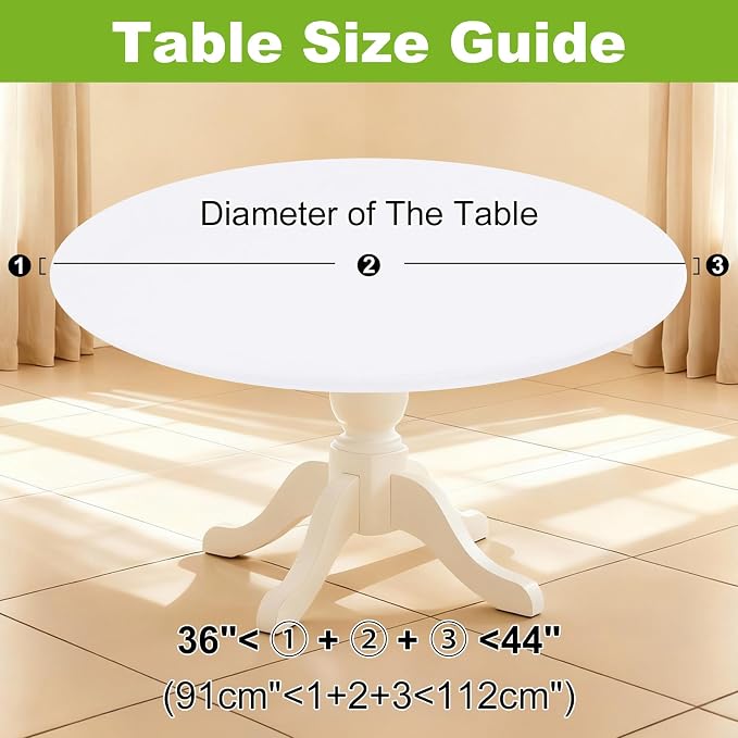 Smiry Round Spandex Tablecloth, Elastic Fitted Washable Tablecloths for 36"-44" Tables, Waterpoof Stretch Picnic Table Cover for Dining, Indoor and Outdoor, White