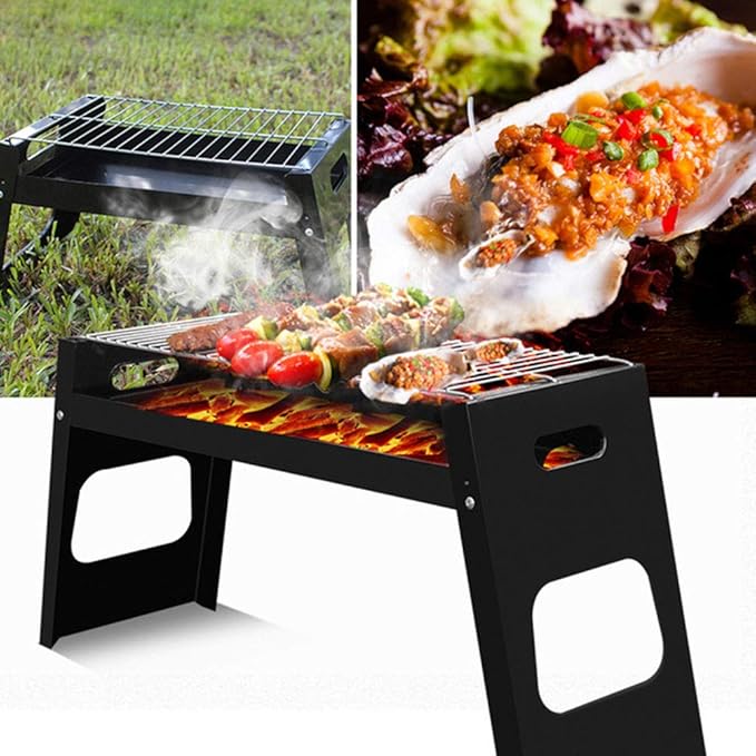 Charcoal Grill Barbecue Portable BBQ Folding Barbecue Grill Large Grilling Surface and Capacity Grill for Outdoor Cooking Camping Hiking Happy Party Family