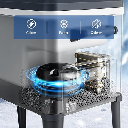 BODEGACOOLER 50QT Electric Cooler with Wheels, Compressor Rolling Cooler | Ice-Free, AC & 12V DC Power, 45dB Quiet, IPX5, Pull-out Handle, Dual-side Lid w/ Opener, Locking Casters, Steel Body