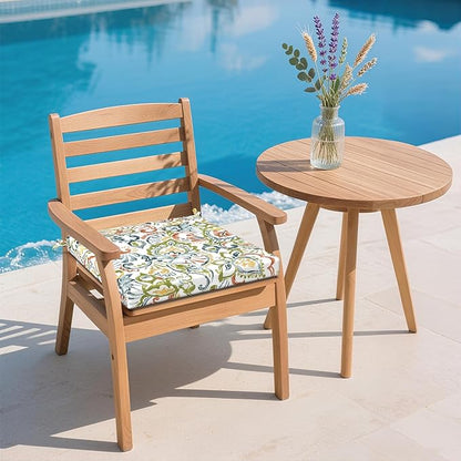 DYTXIII Set of 2 Outdoor Chair Cushions, Water Resistant 18.5"x16"x2" Square Seat Cushion for Patio Dining Chairs, High-Density Replacement Pads for Indoor Outdoor Furniture - Paisley Botanical