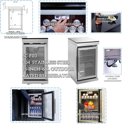 104" Modular Outdoor Kitchen Island With Grill And Side Burner, 4-burner 72,000 Btu Propane Bbq Island, Refrigerator, Separate Sink & Prep Station, For LP-Silver 85000BTU/101 Inch