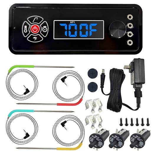 Replacement Non-WiFi Controller Combo Set for Masterbuilt Gravity Series 560/800/1050 Digital Charcoal Grill + Smoker – Full Kit Includes Control Panel, 4 Meat Probes, 3 Door Switches & Power Adapter