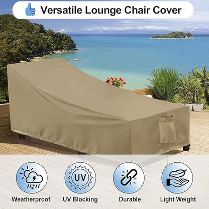 OutdoorLines Outdoor Waterproof Patio Chaise Lounge Chair Cover - UV Resistant Lounger Covers Heavy Duty Weatherproof Patio Sofa Furniture Covers, 1 Pack, 84Wx32Dx32H Inches, Camel