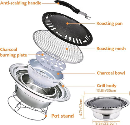 Primst Multifunctional Charcoal Barbecue Grill, Household Korean BBQ Grill, Portable Camping Grill Stove, Tabletop Smoker Grill