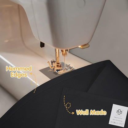 BRILLMAX 10 Pack Black Tablecloths 70x120 Inch for 6-8ft Rectangle Tables | 150 GSM Polyester Fabric, Universal Fit, Water, Stain & Wrinkle Resistant Cloth Cover for Wedding Reception Banquet Party