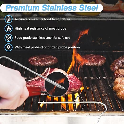 Thermometer Meat Probes for Traeger Temperature Probe Clip Grommets Wood Pellet Smoker Grill Replacement Parts BAC431 Black & White 3.5mm-Plug BBQ Accessories