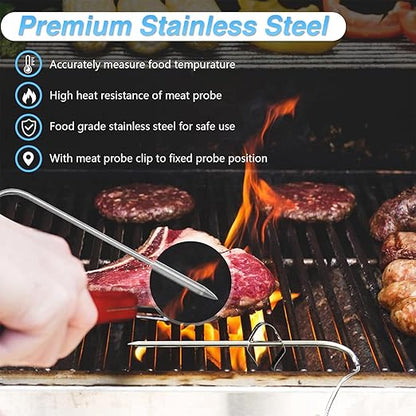 Thermometer Meat Probes for Traeger Temperature Probe Clip Grommets Wood Pellet Smoker Grill Replacement Parts BAC431 Black & White 3.5mm-Plug BBQ Accessories