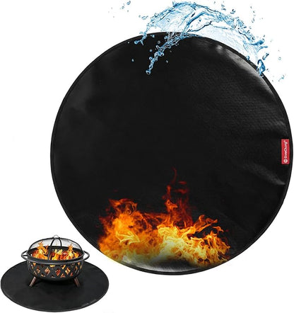 SheeChung Fire Pit Mat Round 48''for Solo Stove Yukon,Double-Sided Fireproof Oilproof Large Outdoor Under Grill Mat,BBQ Grill Accessories,Slip/Heat Resistant Fireplace Mat for Deck,Patio and Lawn